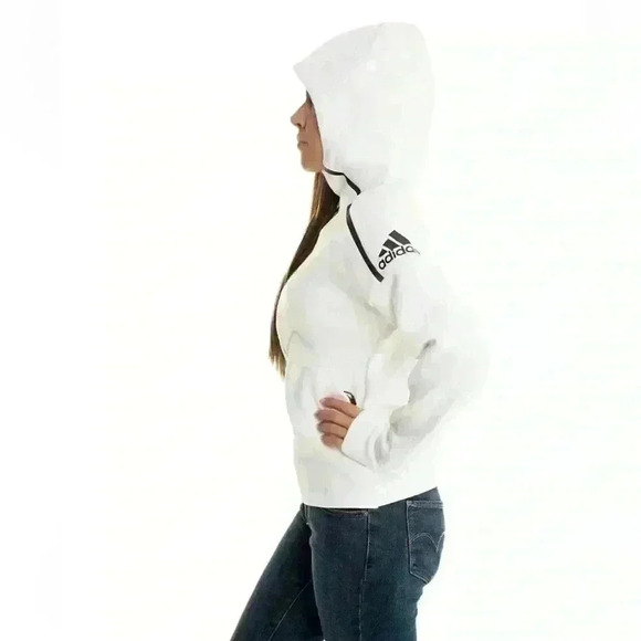Adidas Women’s ZNE Jacket With Thumb Holes In White Color. - Picture 1 of 14